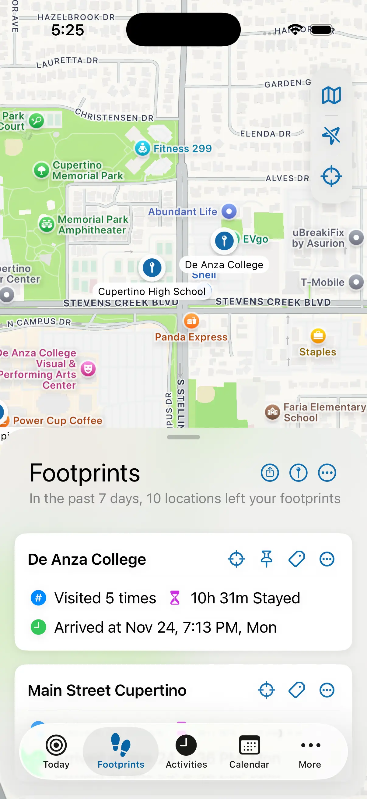 Journey statistics screenshot